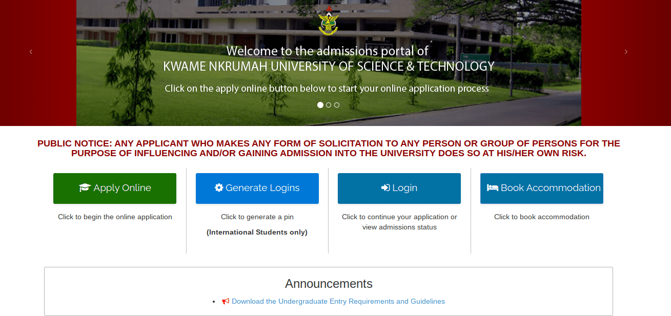 KNUST Application Portal And Its Functions You Don't Know
